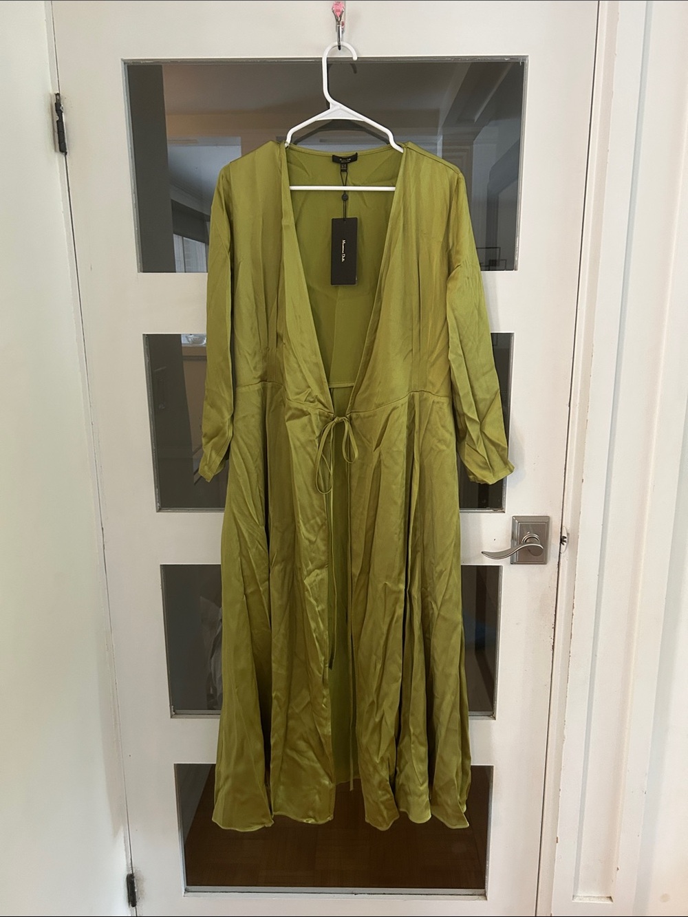 Witchery Olive Tie-Front Flowing Maxi Dress